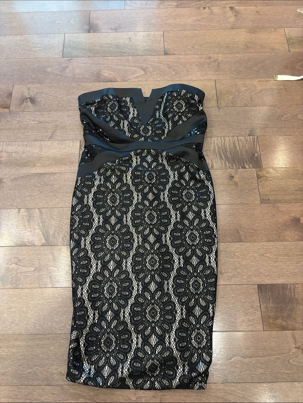 Thalia Sodi Black Strapless Lace Bodycon Dress